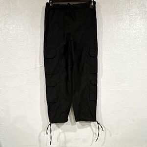 Refuge Black Cargo Pants Womens Size S Cargo Pockets Elastic Waist Drawstring